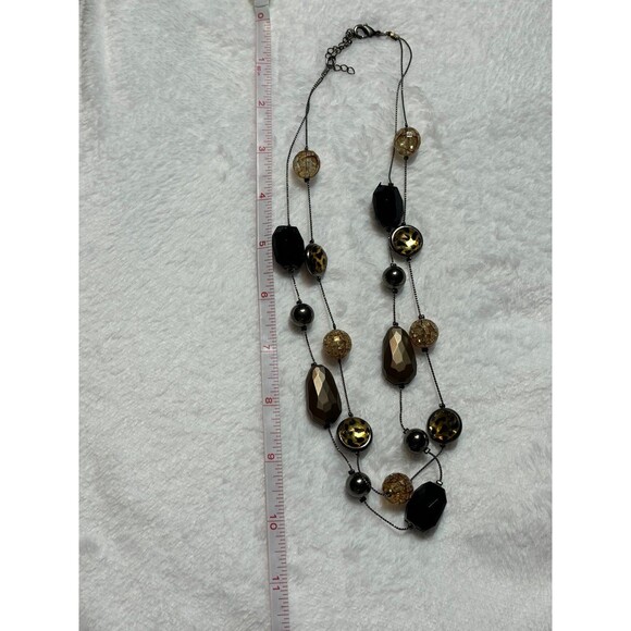 Chunky Layered Black/Brown Animal Cheetah print Adjustable Fashion Necklace - Picture 4 of 4